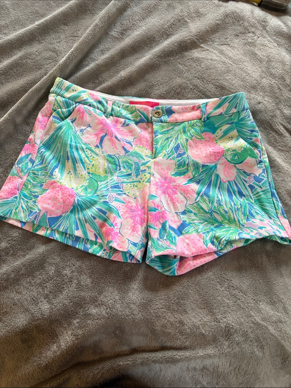 Lilly Pulitzer Pink & Teal Tropical Floral High-Rise Shorts